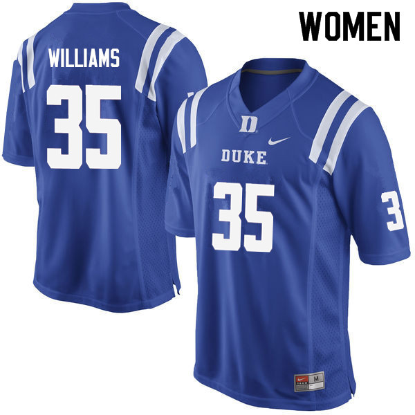 Women #35 Antone Williams Duke Blue Devils College Football Jerseys Sale-Blue
